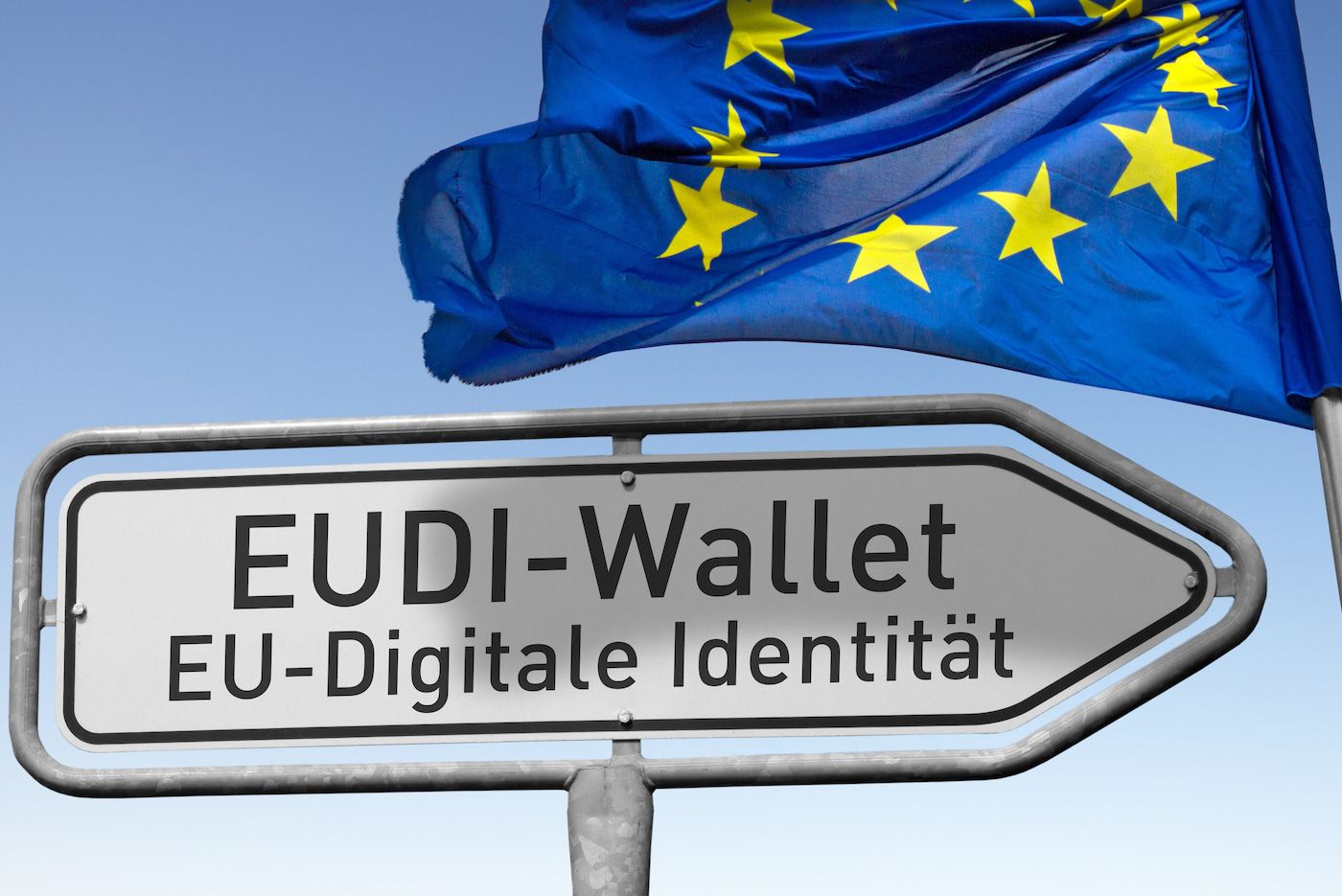 Schild mit EUDI Wallet Beschriftung