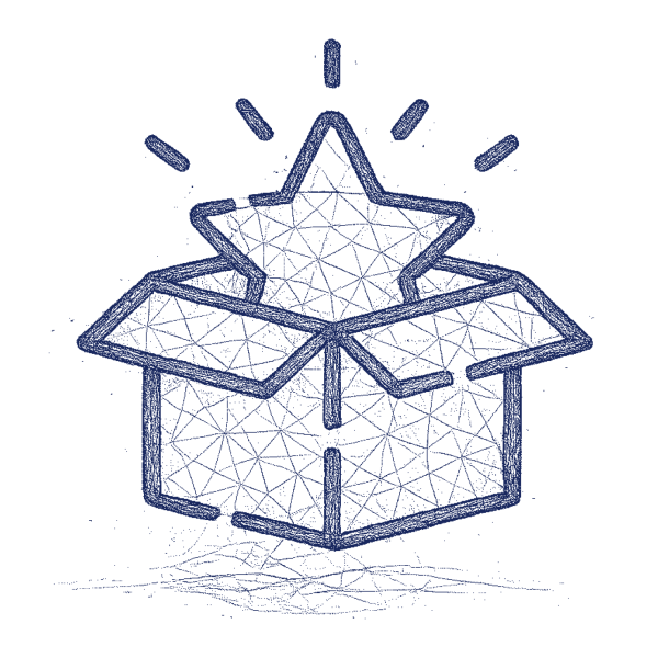 A box with a star as symbol for Brand launch